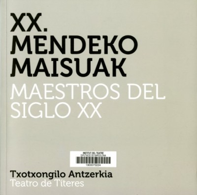 Coberta del catàleg de l'exposició Maestros del siglo XX : teatro de títeres, editat per UNIMA el 2016