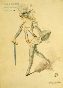 Figurí d'un personatge de Clorinda, d'Apel·les Mestres, 1880. Col·lecció de figurinisme del MAE