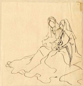 Il·lustracions d'Adrià Gual en el seu manuscrit del drama líric Blancaflor