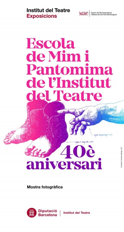 Cartell de l'exposició itinerant Escola de Mim i Pantomima de l'Institut del Teatre 40è aniversari
