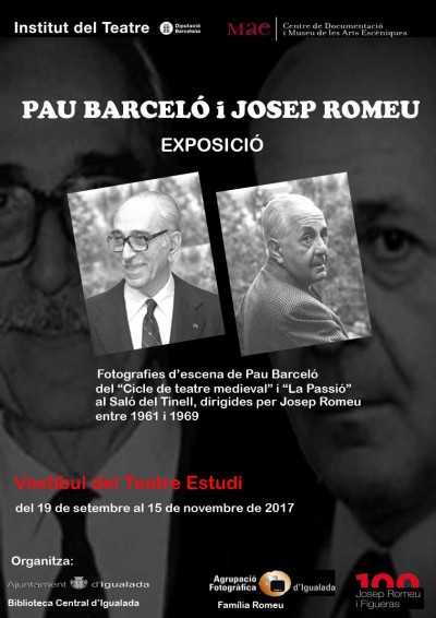 Cartell de l'exposició Pau Barceló i Josep Romeu. Vestíbul del Teatre Estudi, 19 setembre a 15 novembre 2017