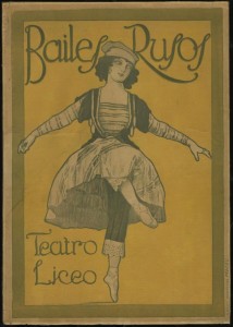 Cartell del ballet Petrouchka dels Ballets Russes al Gran Teatre del Liceu l'any 1917, dissenyat per Léon Baskt