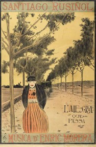 Cartell de Santiago Rusiñol per l'obra L'alegria que passa, 1898