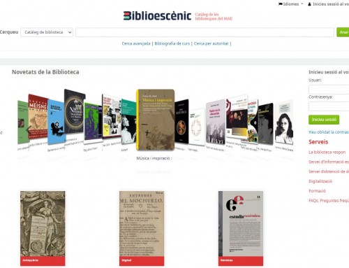 Biblioescènic, el nostre catàleg bibliogràfic i audiovisual, amb nou programari lliure