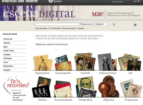 Escena Digital, catàleg en línia dels fons d'arxiu i museus del MAE
