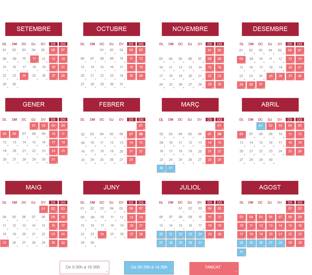 Horari de la biblioteca de Barcelona, curs 2025-2026