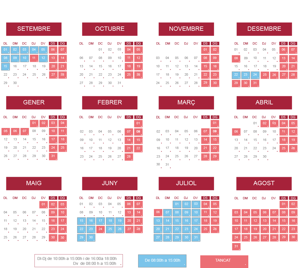 Horari de la biblioteca de Terrassa, curs 2025-2026