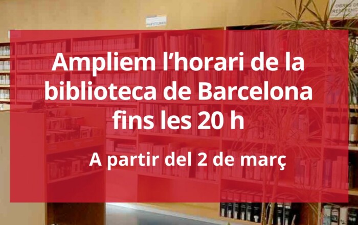La biblioteca de Barcelona amplia l'horari fins les 20 h a partir del 2 de març de 2026