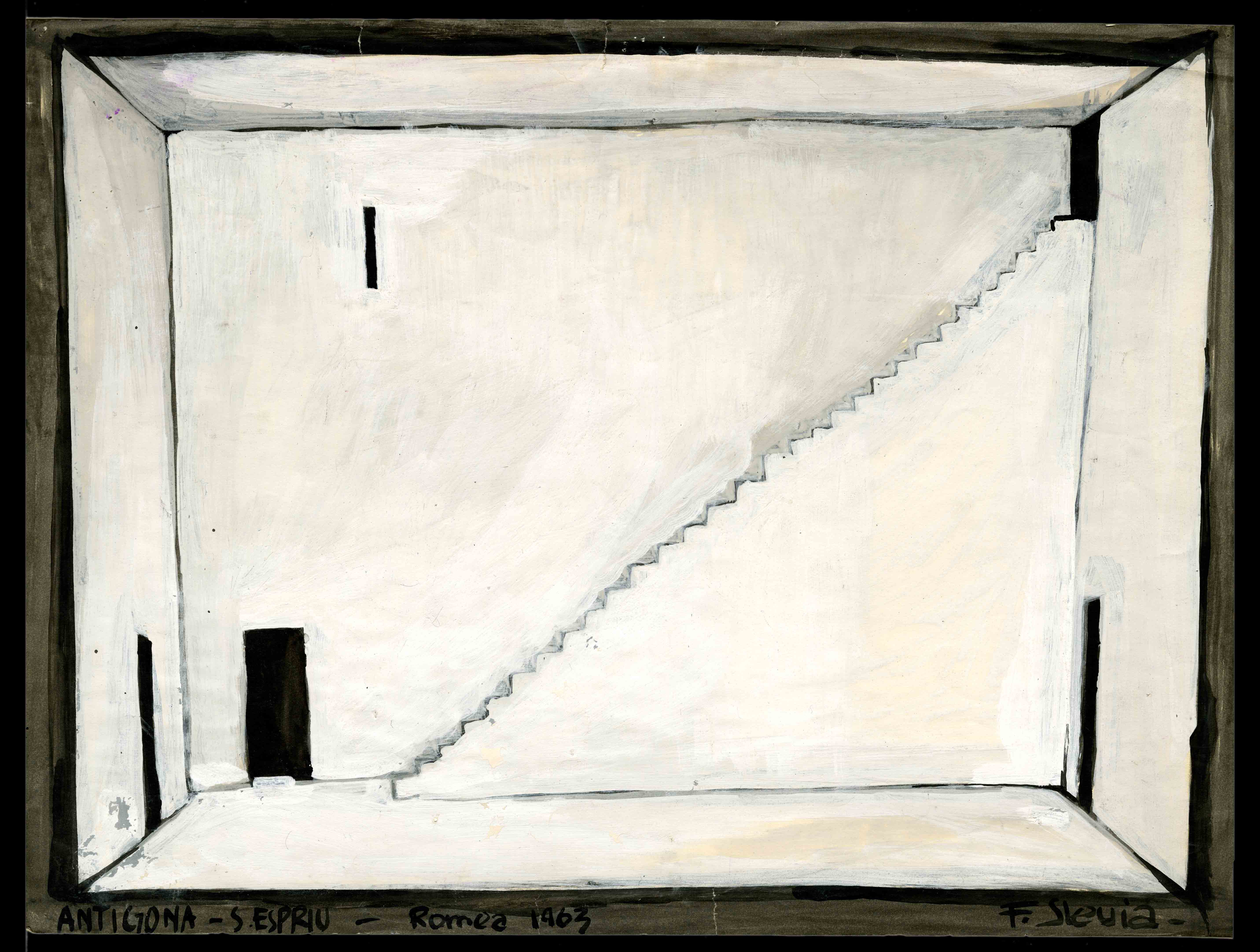 Esbós escenogràfic. Fabià Puigsever. Antígona. Teatre Romea. 1963