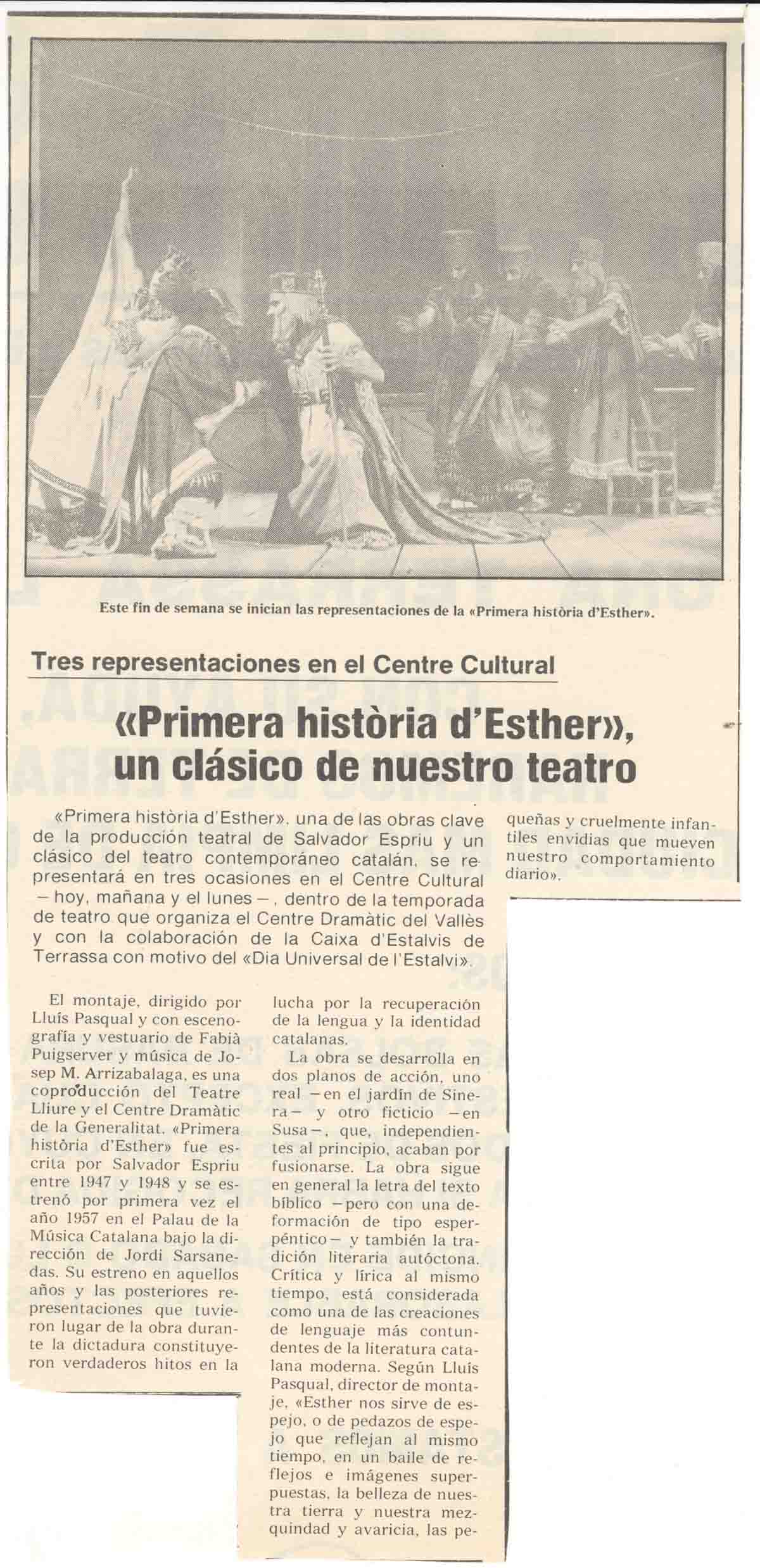 Primera història d'Esther, un clásico de nuestro teatro