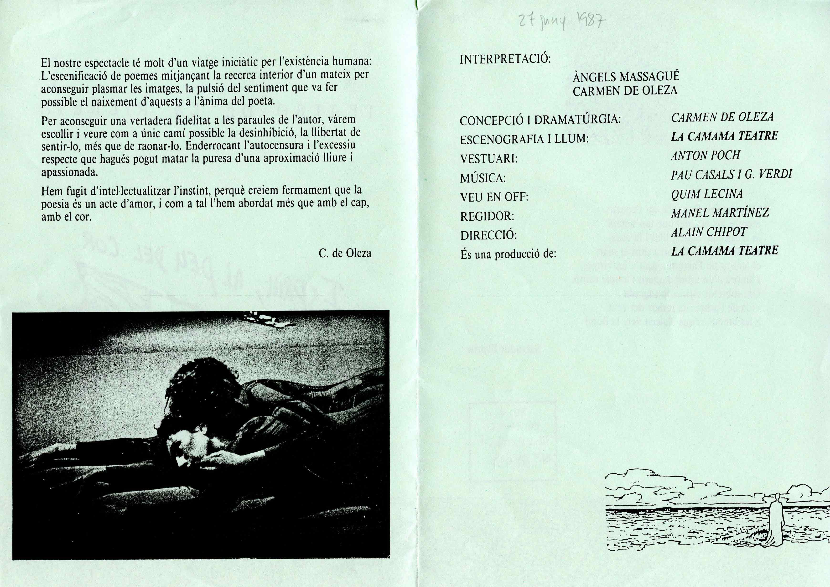 Programa. Espriu, al peu del cor. Teatre de la Riereta. 1987