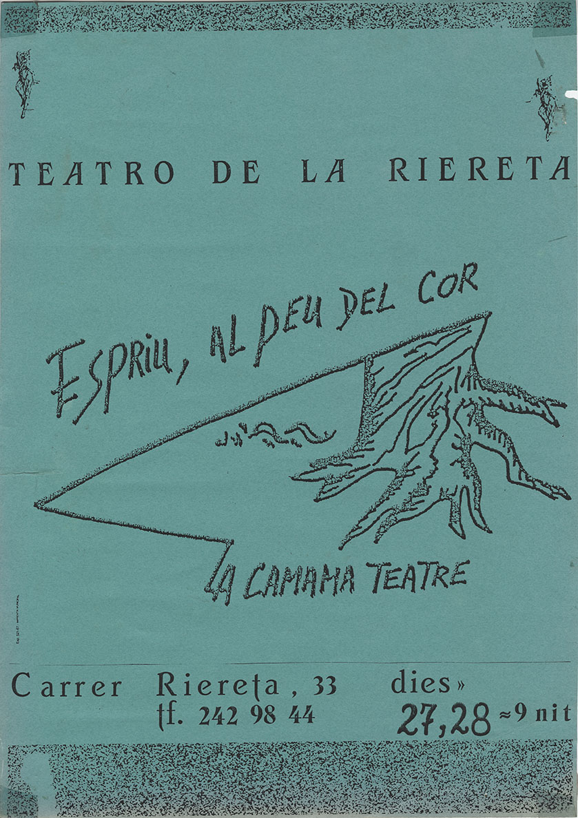 Cartell. Espriu, al peu del cor. Teatre de la Riereta. 1987