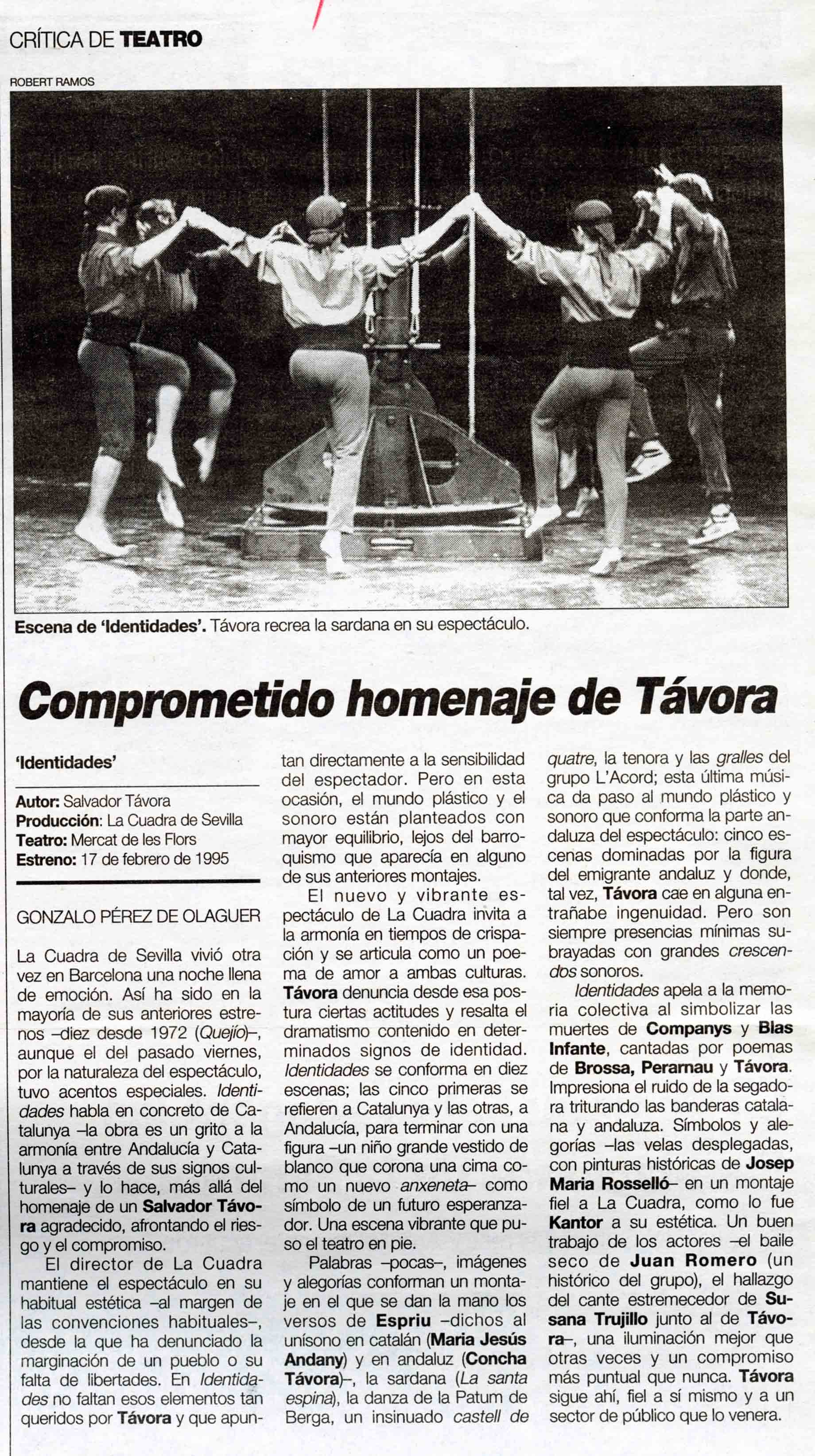 Crítica. G. Pérez de Olaguer. El Periódico, 21/02/1995