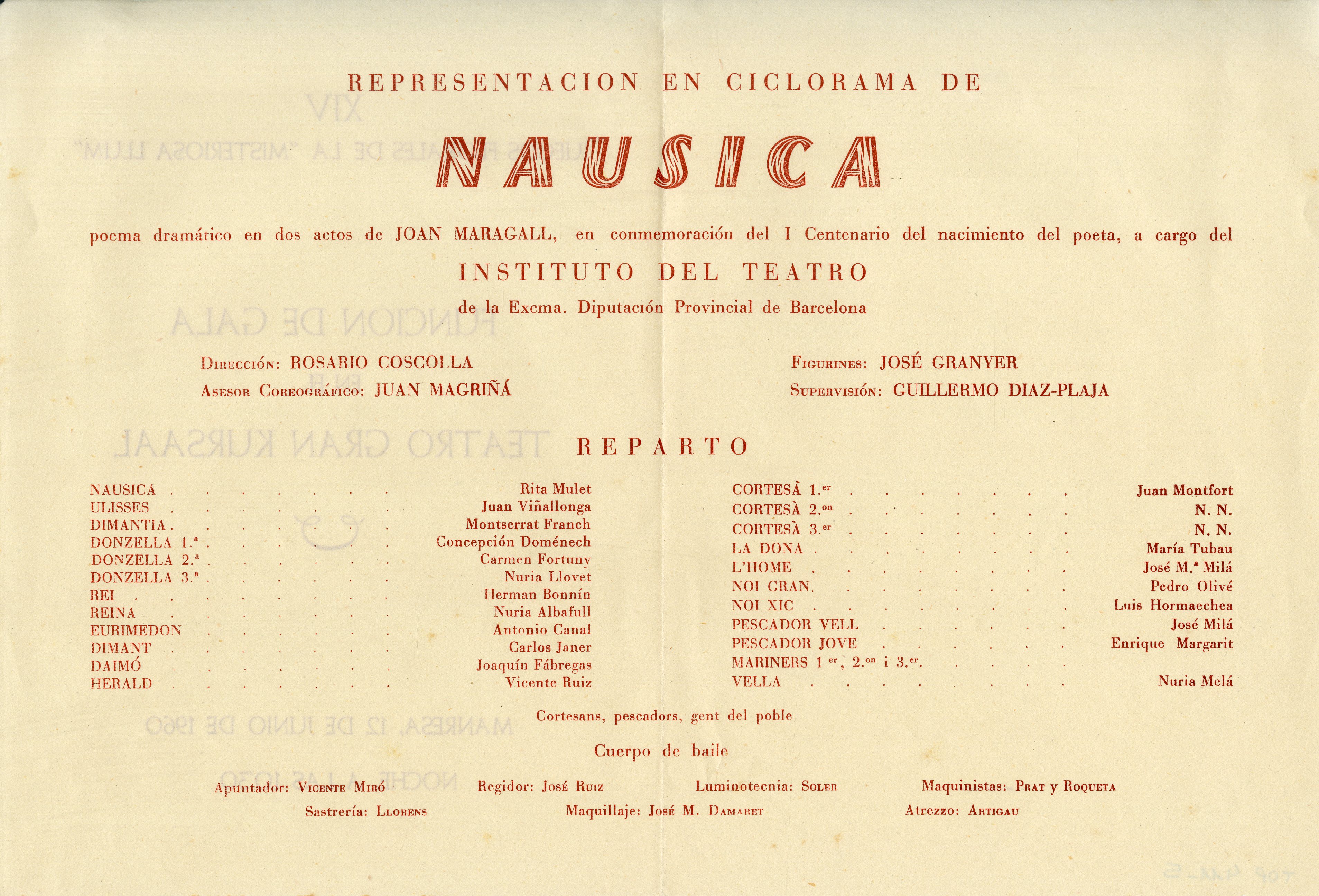 Programa mà. Nausica. Gran Kursaal, 1960. Top. 411-5
