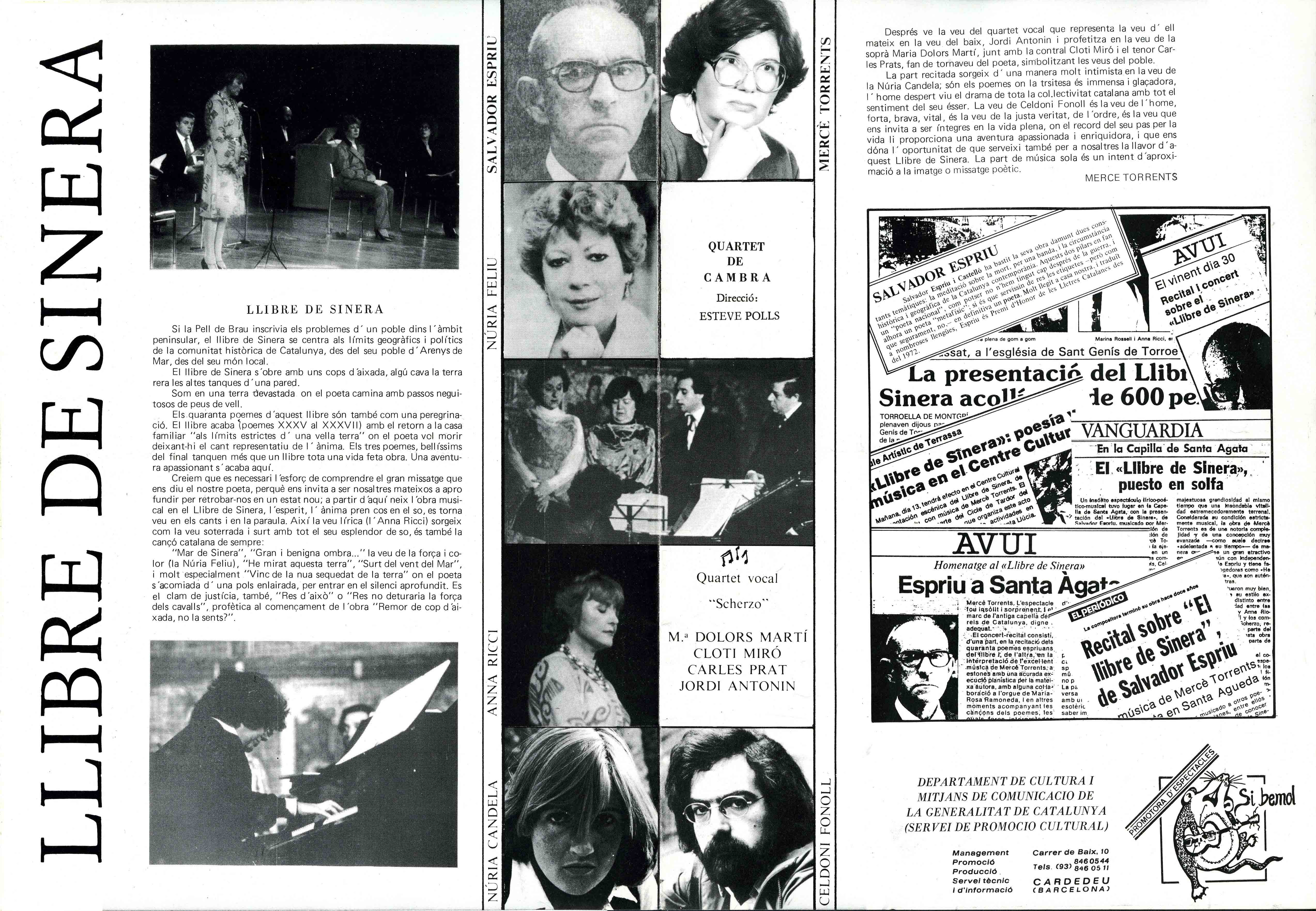 Programa. Llibre de Sinera. Teatre Victoria, 1981