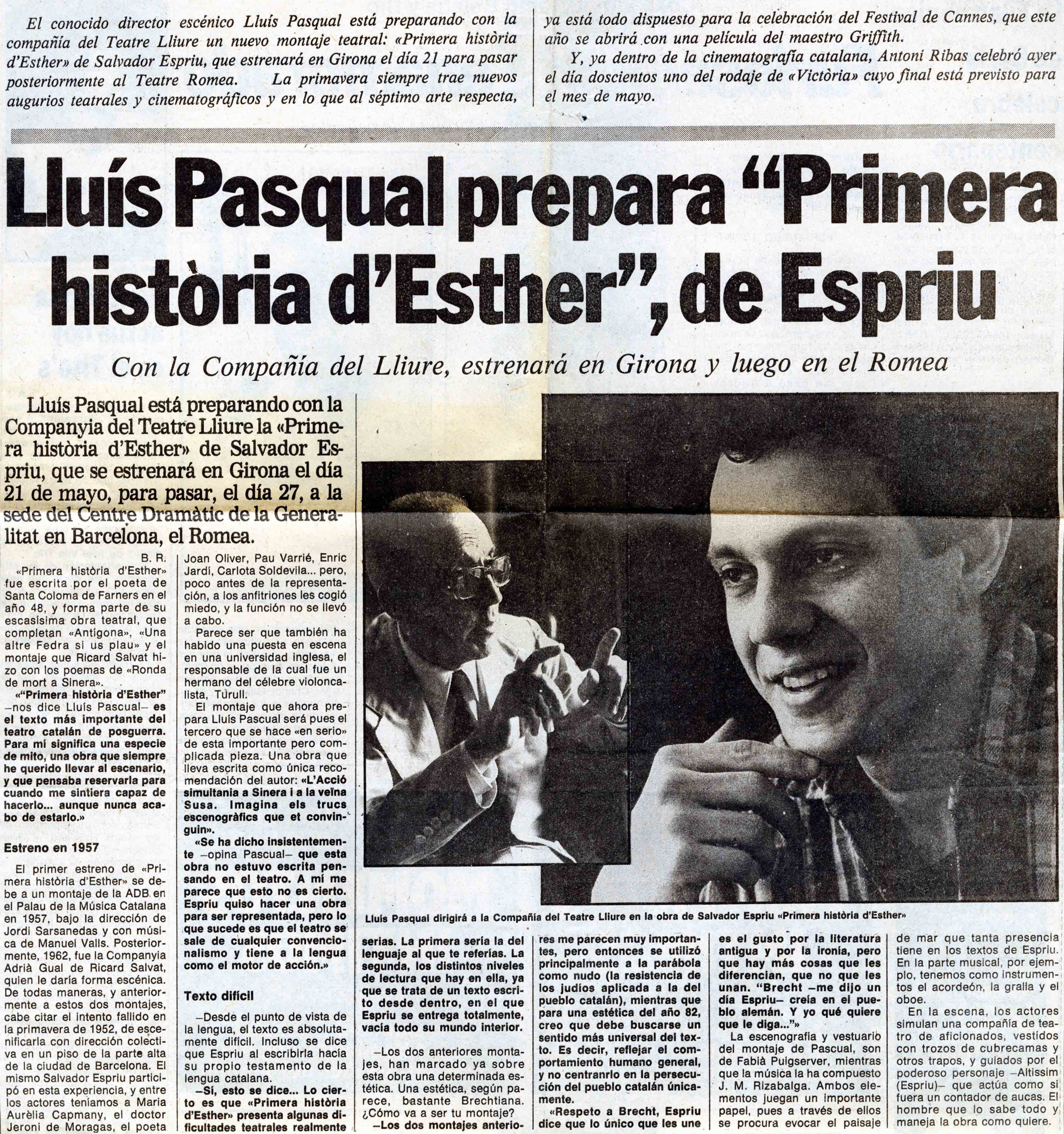 B. R. Lluís Pasqual prepara 