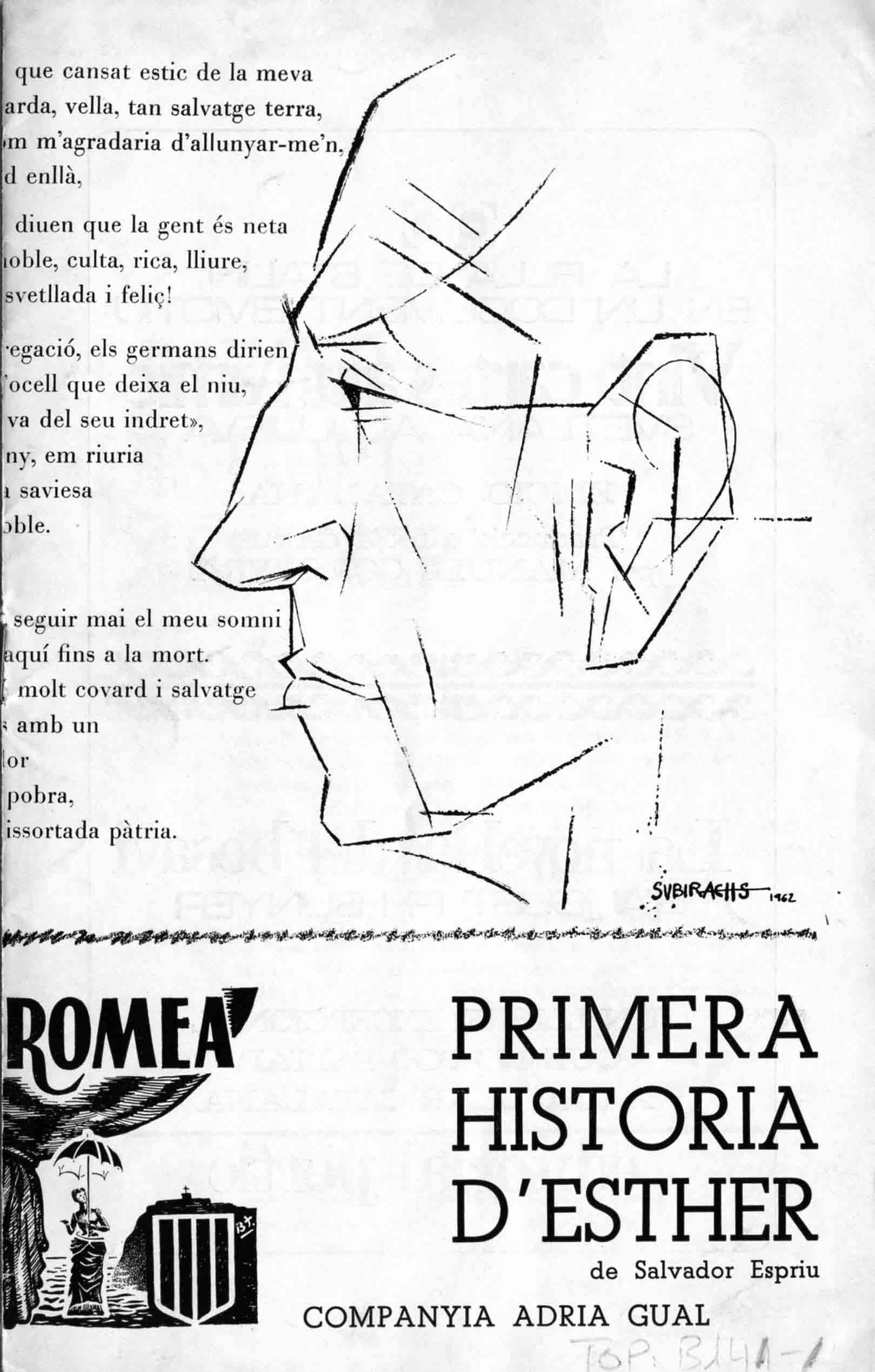 Programa. Primera història d'Esther. Teatre Romea. 1968