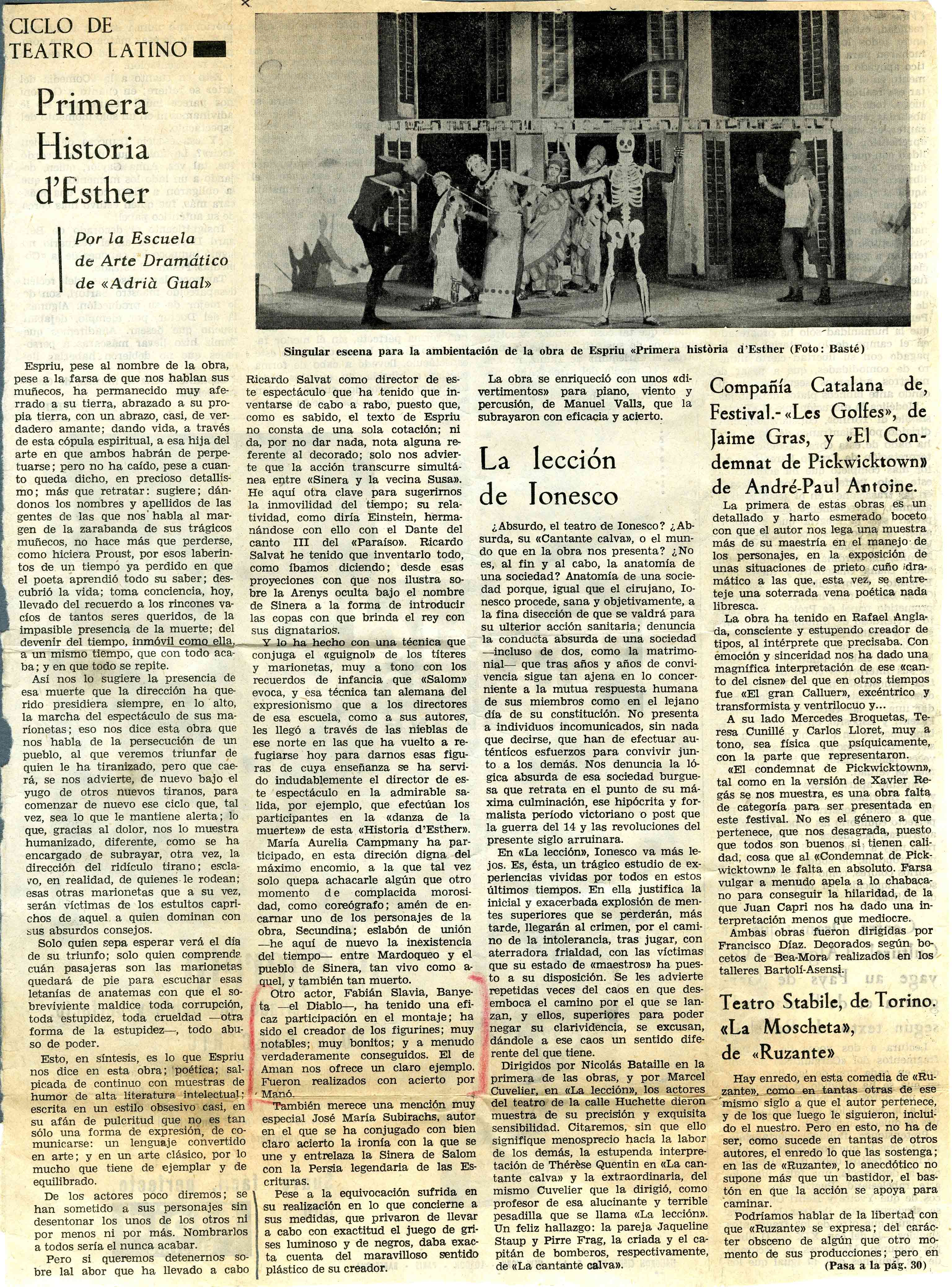 Crítica. Primera història d'Esther, 1962