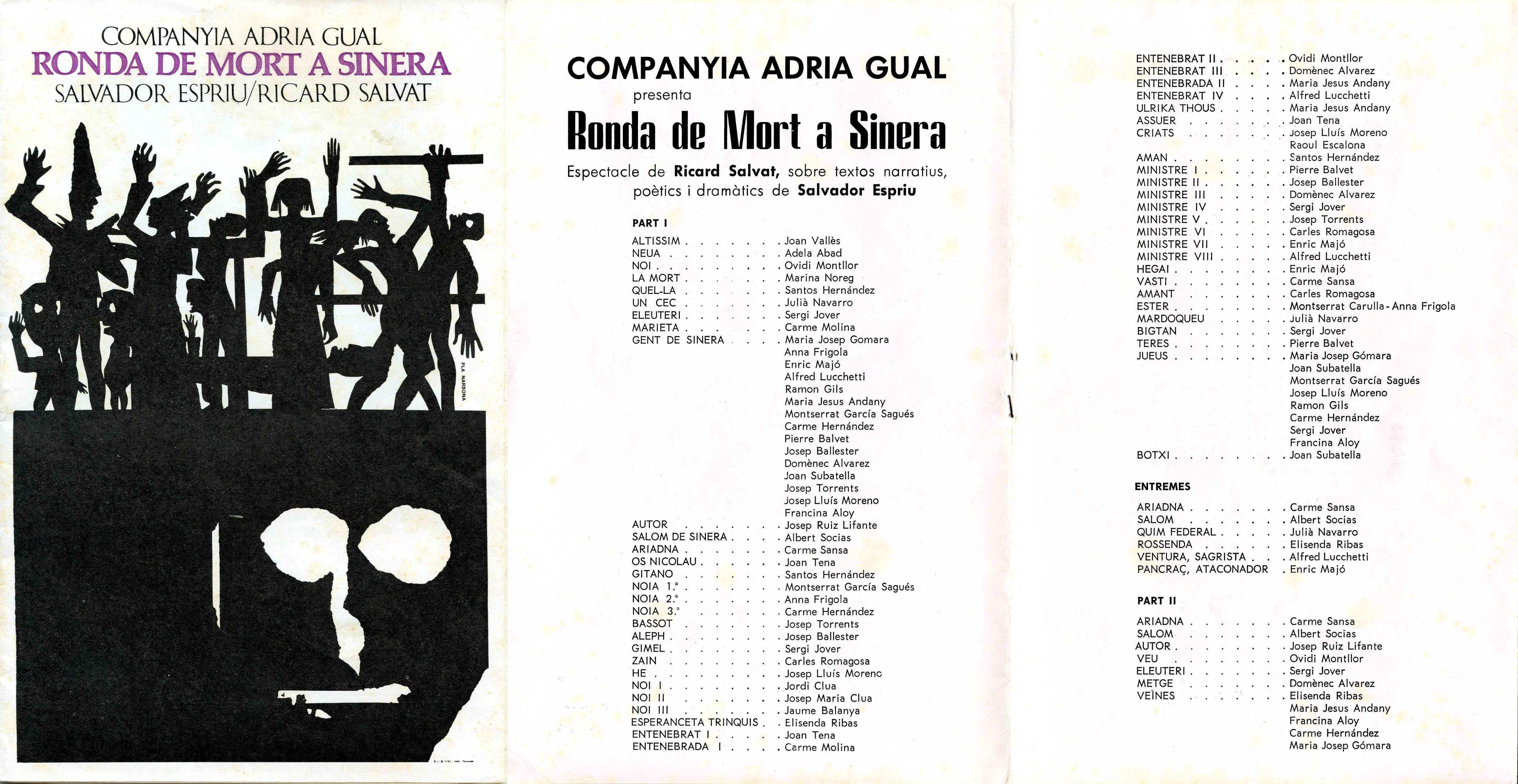 Programa. Ronda de mort a Sinera. Companyia Adrià Gual. Teatre Romea, 1970