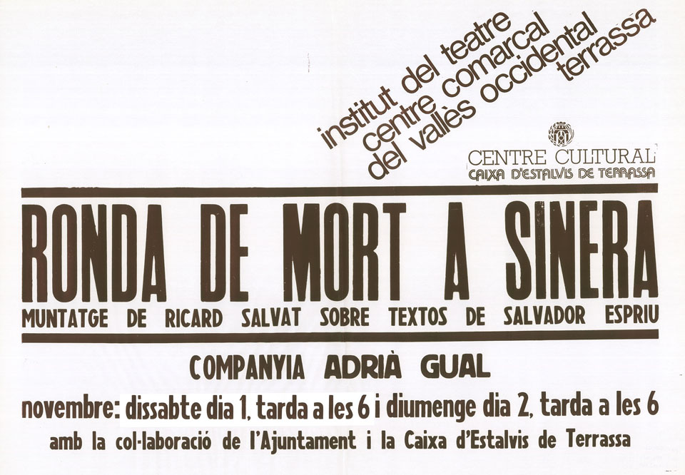 Cartell. Ronda de mort a Sinera. Companyia Adrià Gual, 1980
