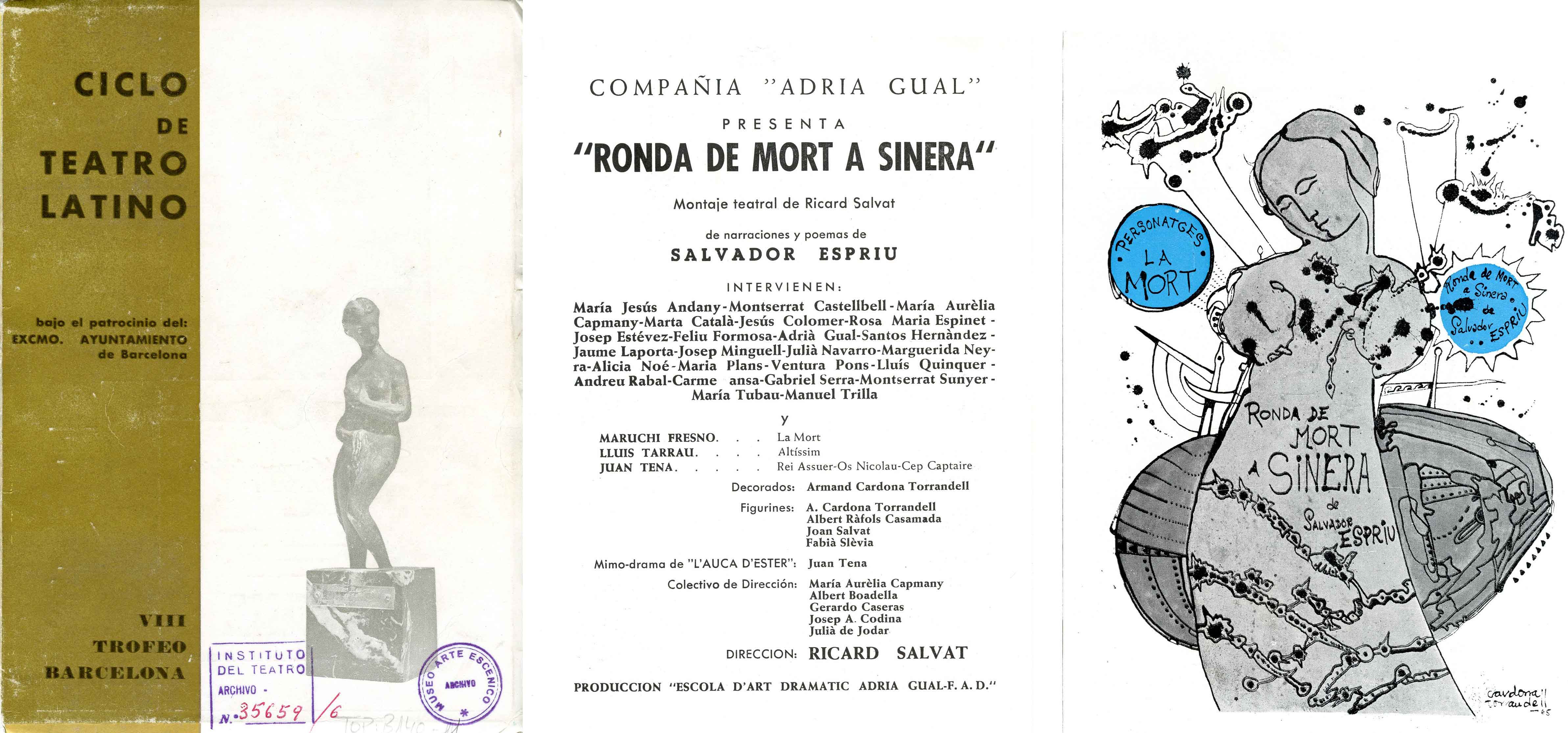 Programa. Ronda de mort a Sinera. Cicle de Teatre Llatí. Teatre Romea. 1965