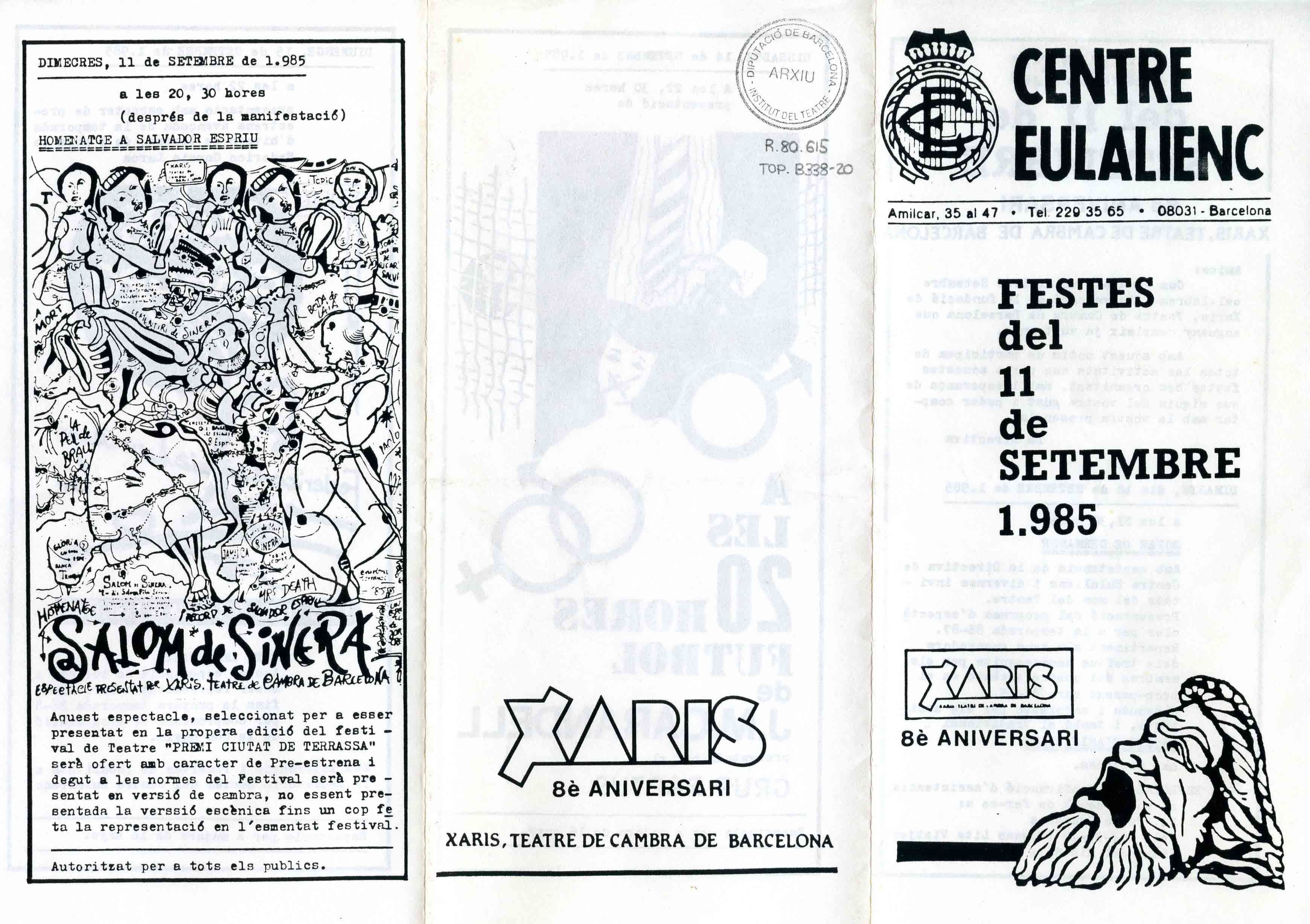 Programa. Salom de Sinera. Xaris. 1985